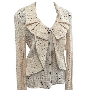 OSCAR de la RENTA beige crochet cardigan in S..NWT